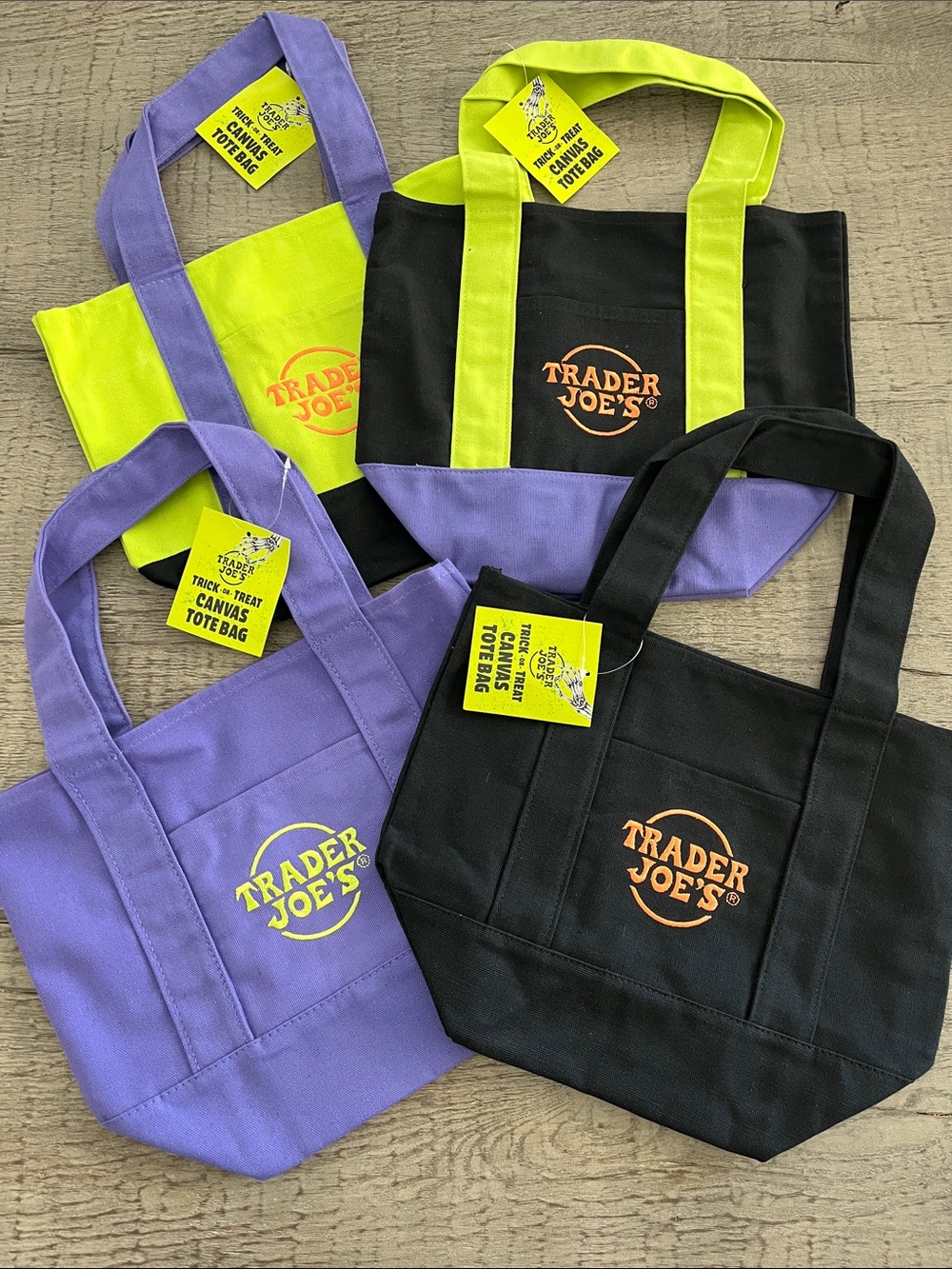 Halloween Trader Joe's Canvas Tote Bag Lot - 4 bags